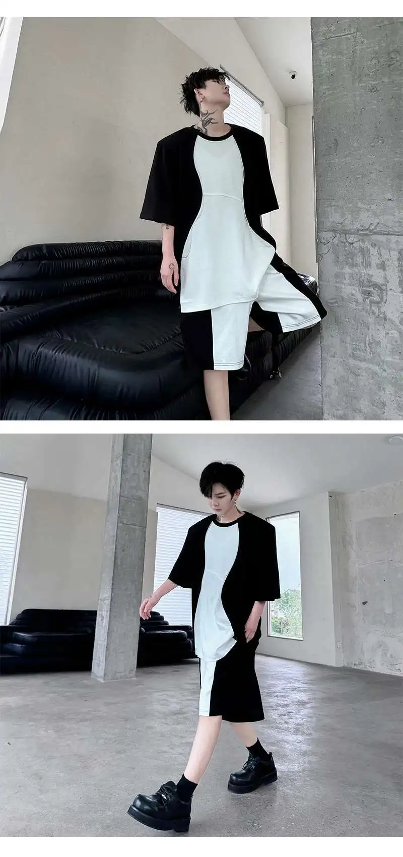 Men Color Contrast Shorts Set - Image 11