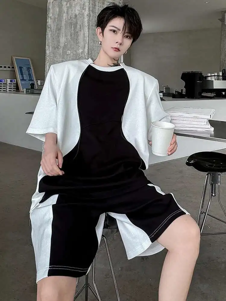 Men Color Contrast Shorts Set - Image 5
