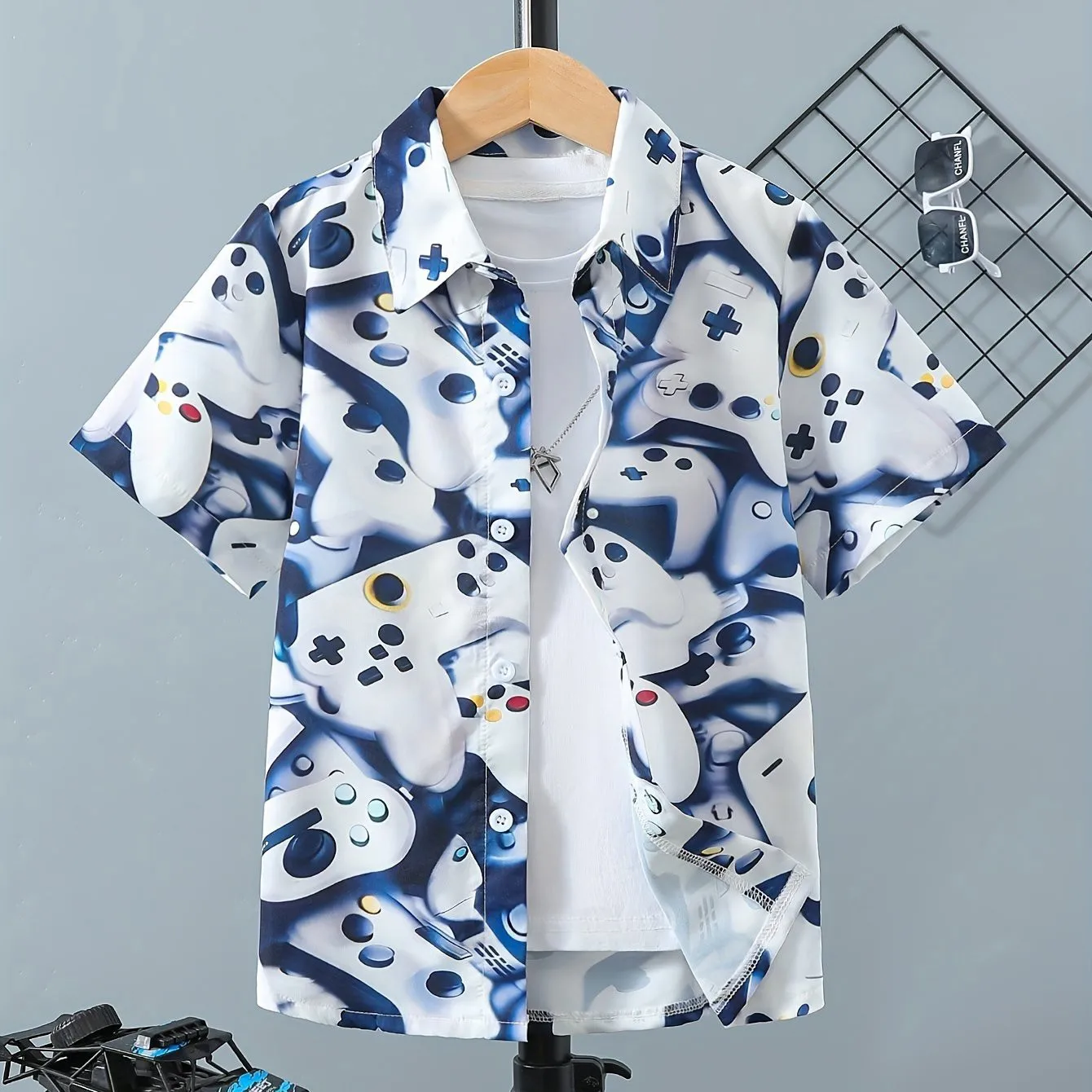 Boy's Gamepad Pattern Trendy Shirt - Image 7