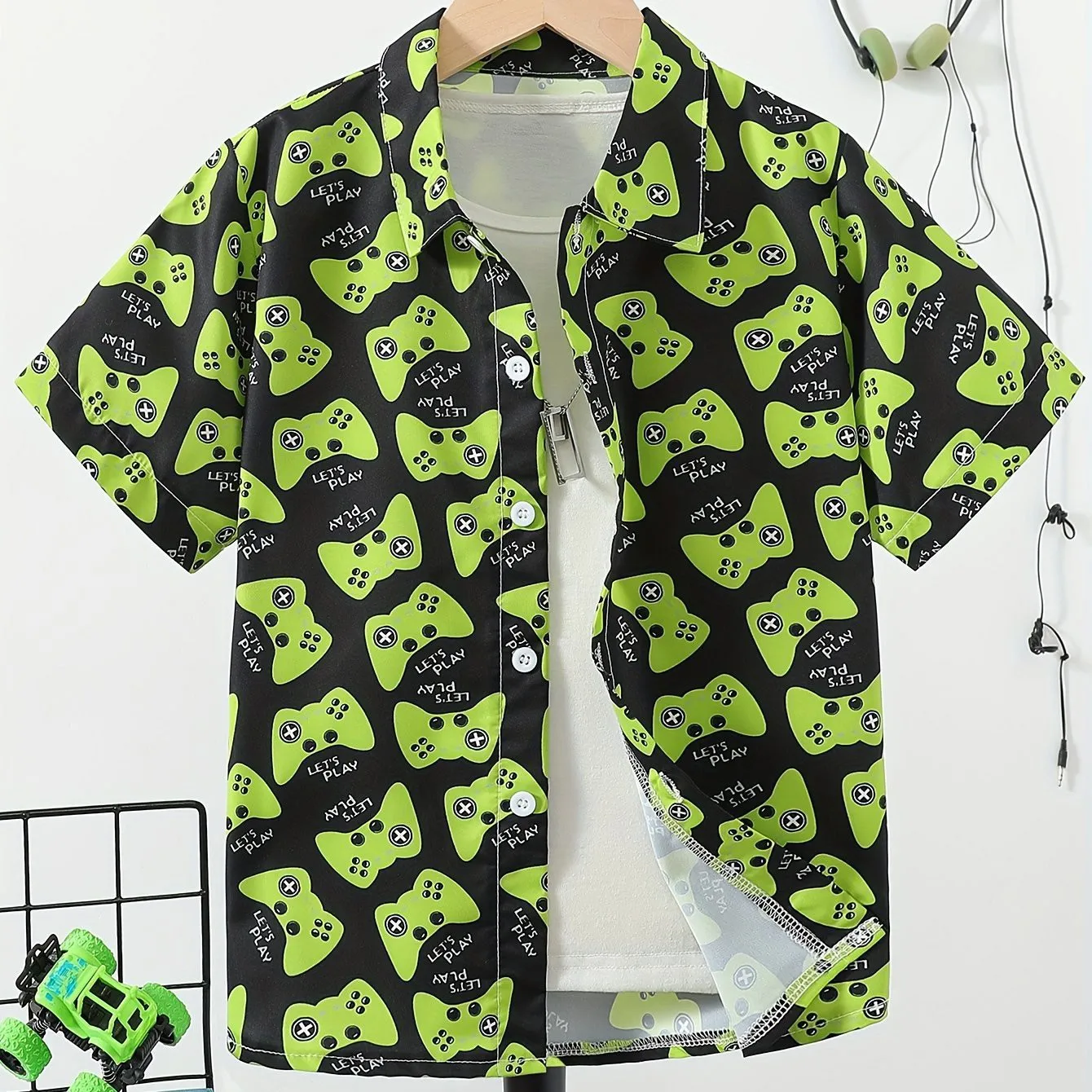 Boy's Gamepad Pattern Trendy Shirt - Image 9