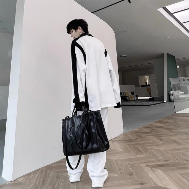 Men Black White Color Contrast Tracksuit - Image 10