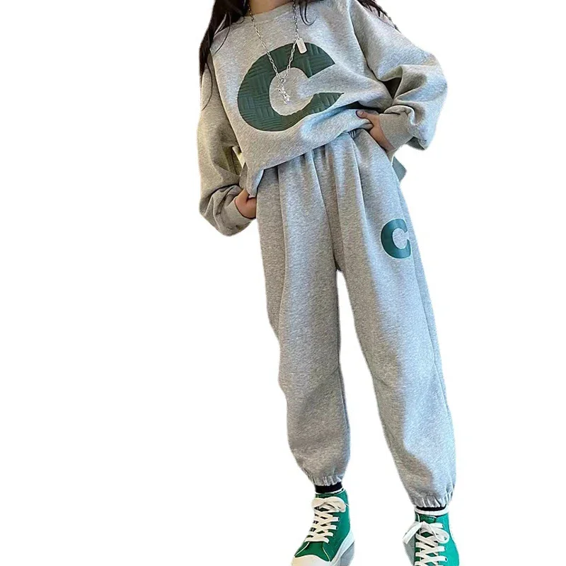 Girls Grey Jogger Set - Image 6
