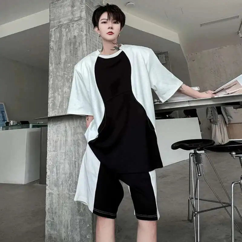 Men Color Contrast Shorts Set - Image 2