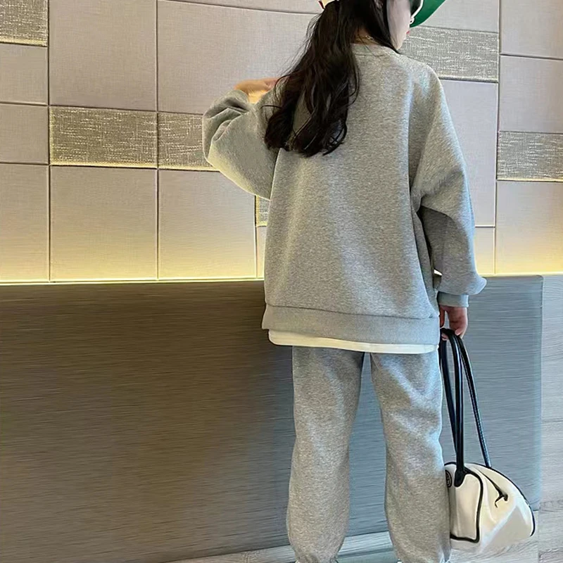 Girls Grey Jogger Set - Image 10