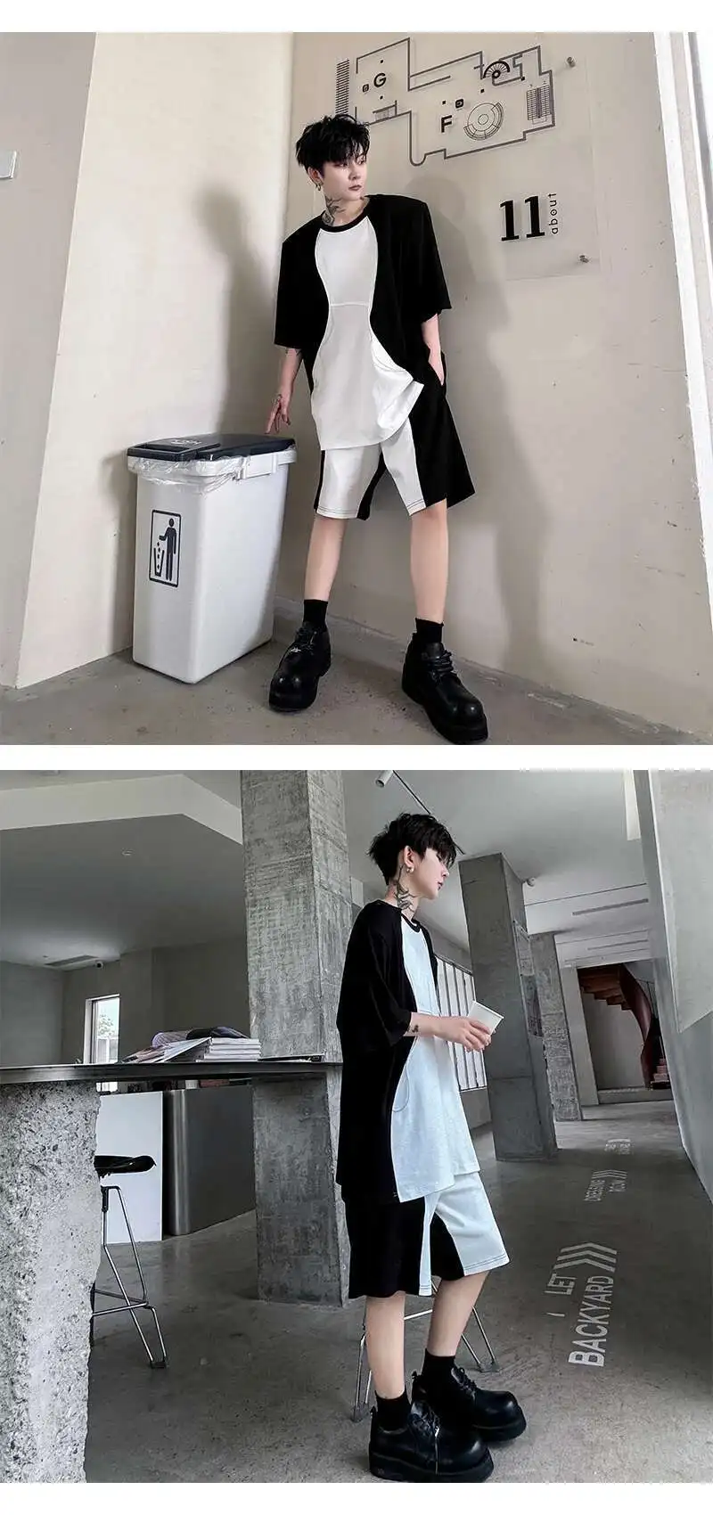 Men Color Contrast Shorts Set - Image 13