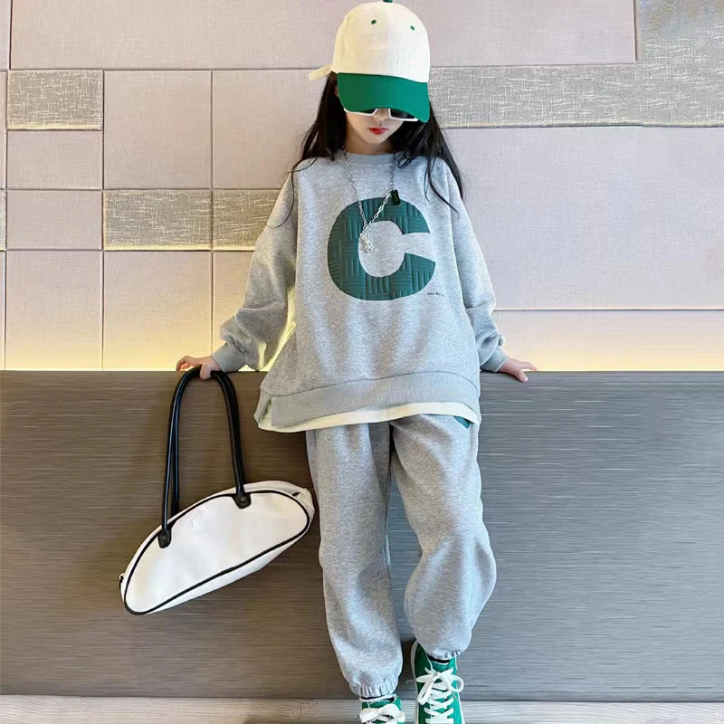 Girls Grey Jogger Set - Image 9