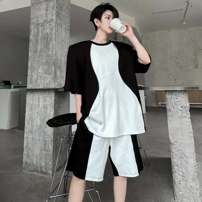 Men Color Contrast Shorts Set - Image 3