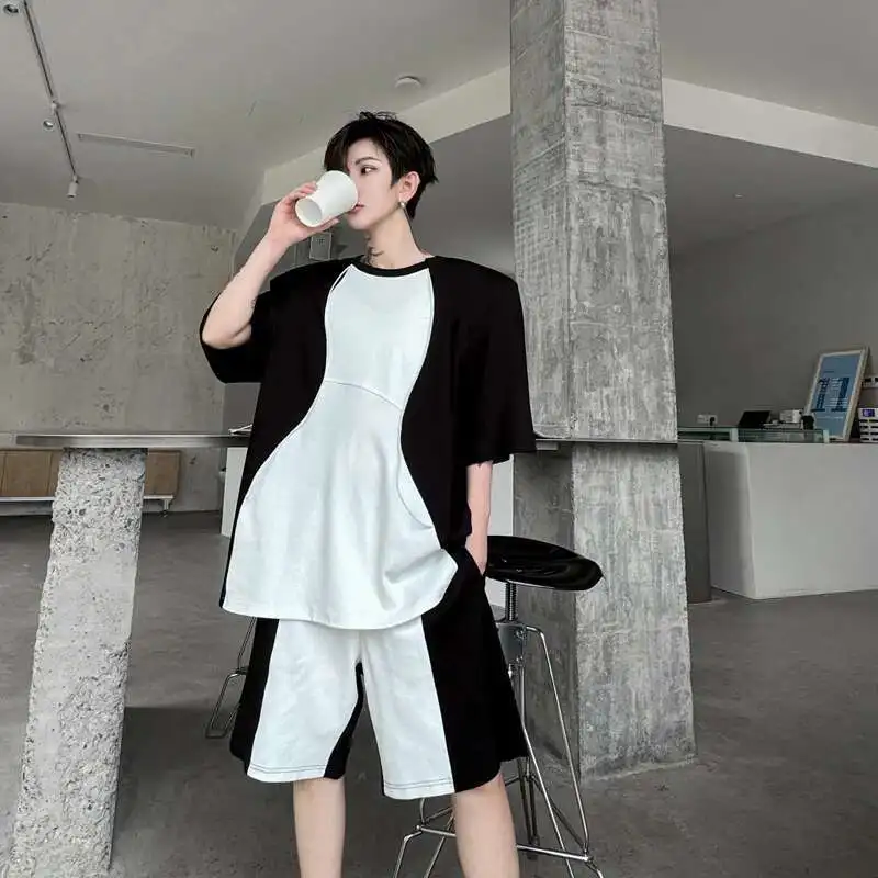 Men Color Contrast Shorts Set - Image 6