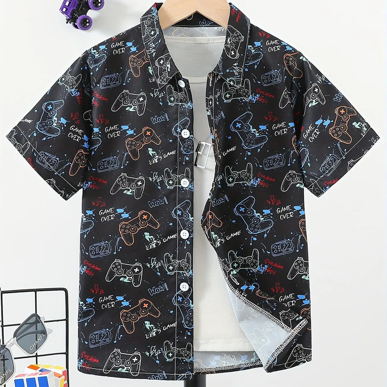 Boy's Gamepad Pattern Trendy Shirt - Image 6